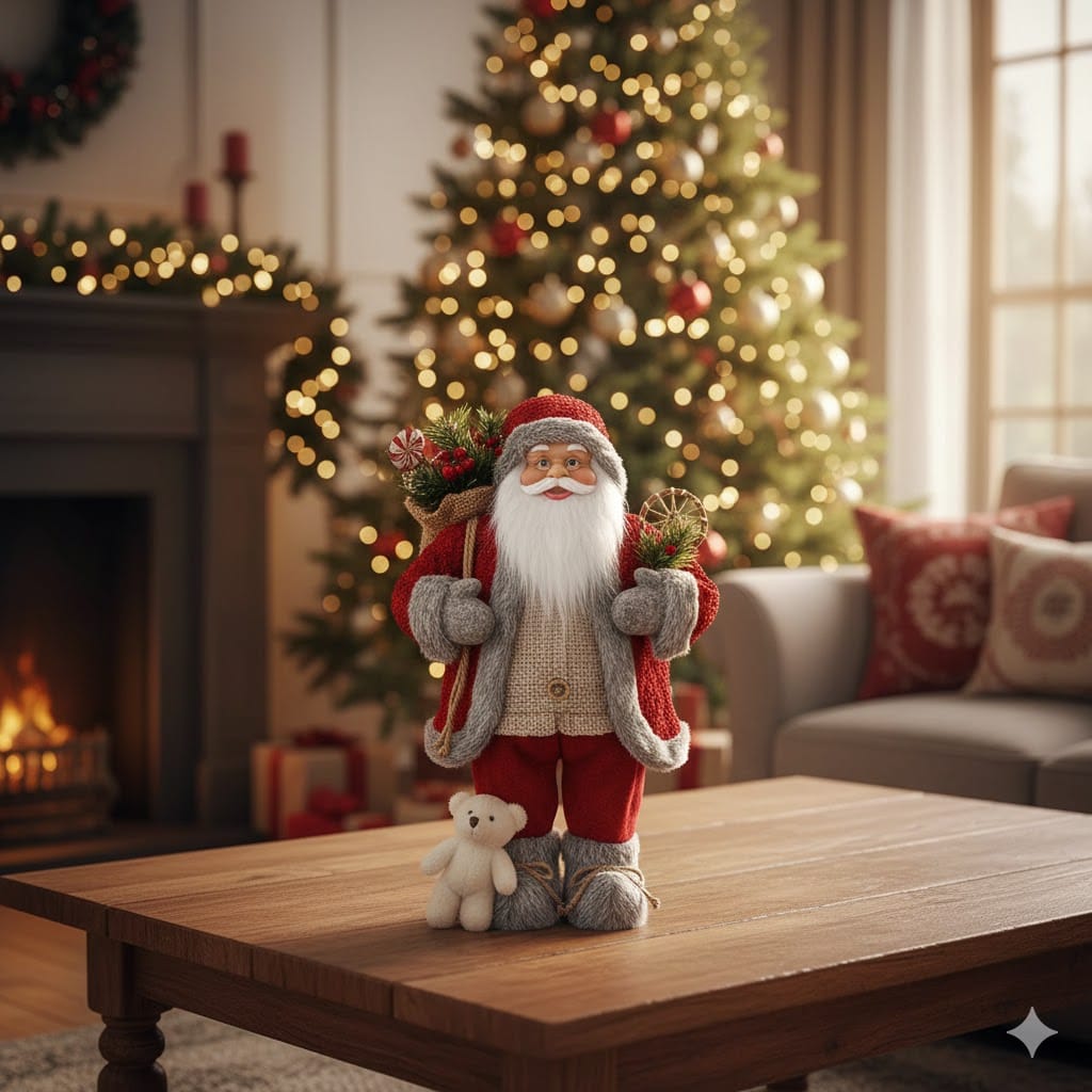 Santa Figurine Doll Ornament Table Decor Cute Statue for Party Birthday Gift