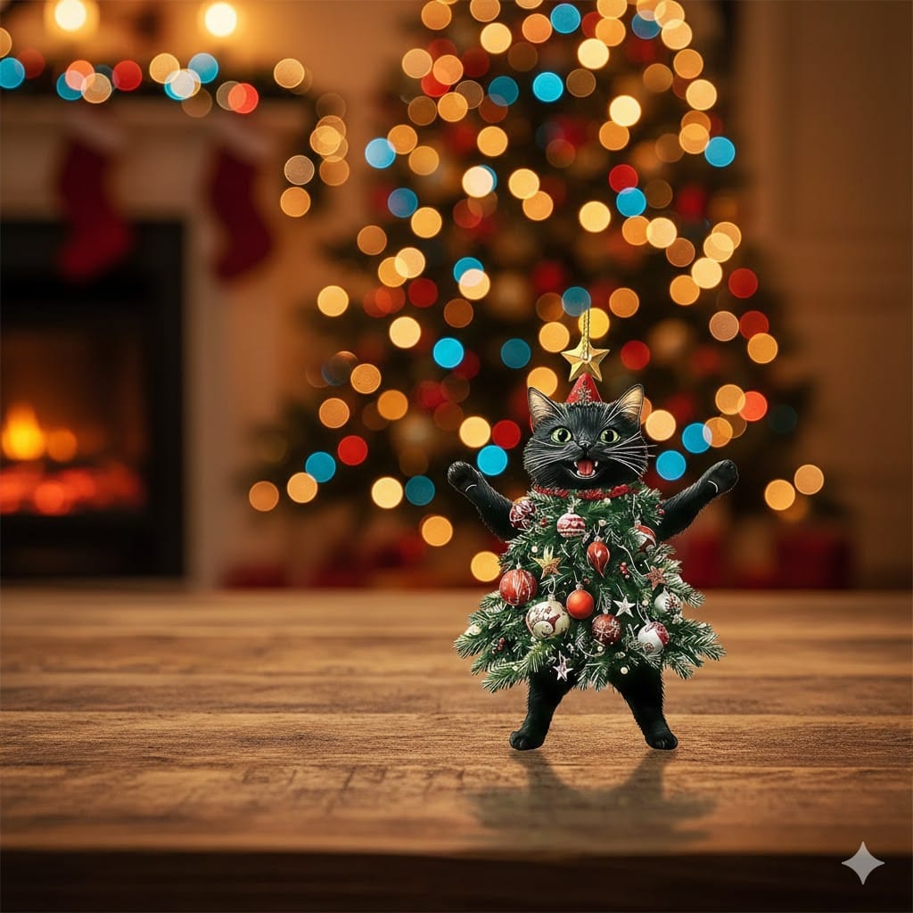 2 Pieces Cat Christmas Ornaments, Acrylic Christmas Ornament