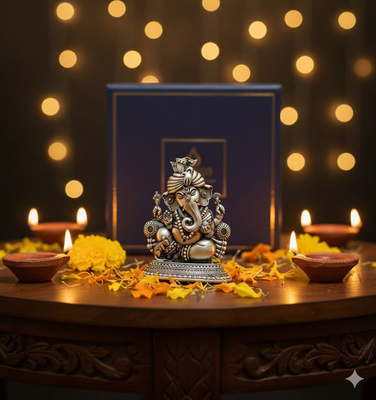 Silver Plated Lord Ganesha Idol (3 Inch)