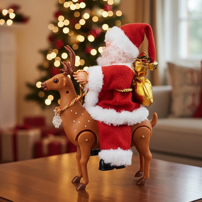 Musical Deer Riding Santa Claus