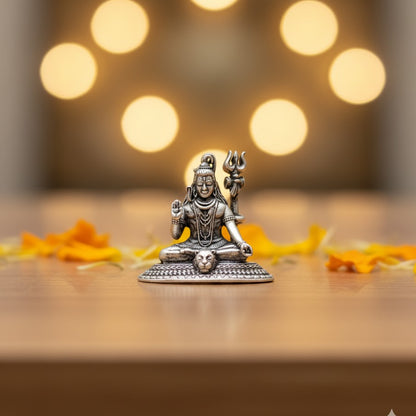 Silver Plated Shiv Idol (3 Inch)