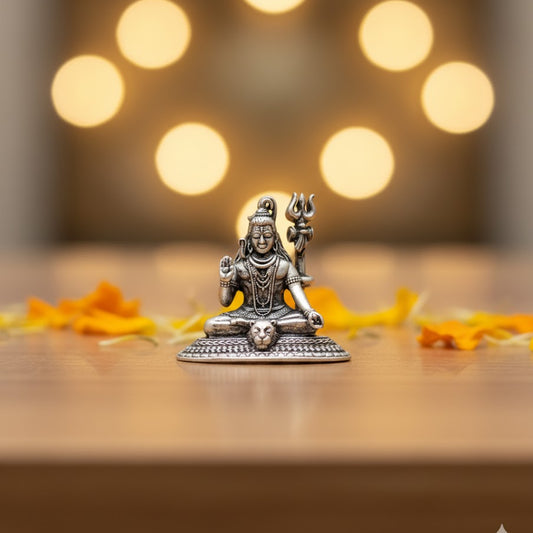 Silver Plated Shiv Idol (3 Inch)