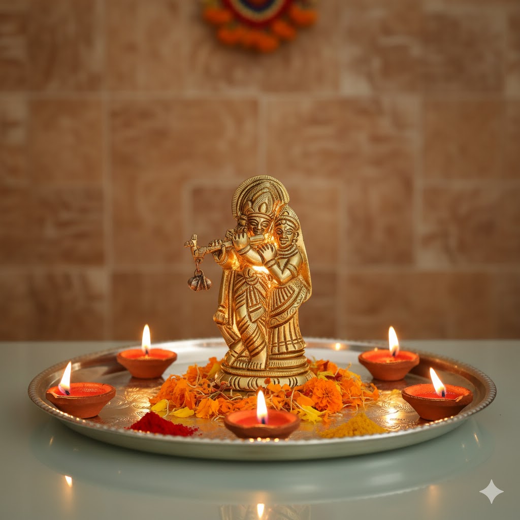 Brass Lord Radha Krishna Idol