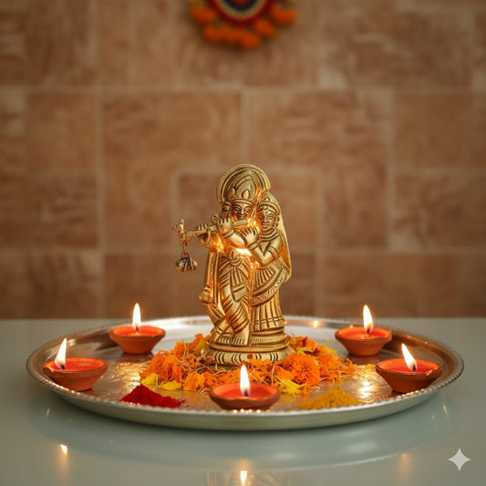 Brass Lord Radha Krishna Idol