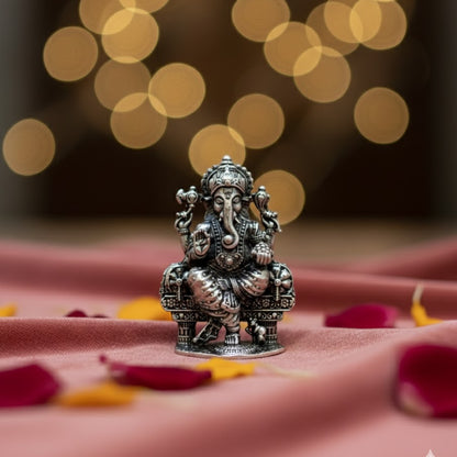 Silver Plated Lord Ganpati Idol (3 Inch)