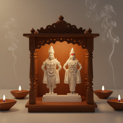 White Marble Lord Vitthal Rukmani Idol