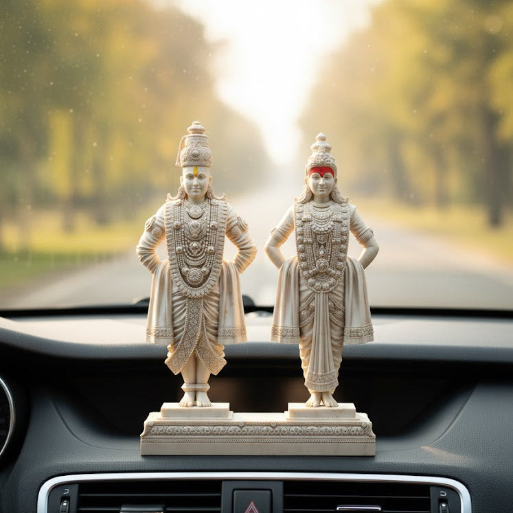 White Marble Lord Vitthal Rukmani Idol