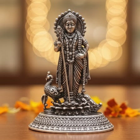 Silver Plated Lord Murgan Ji Idol Style 1 (3 Inch)