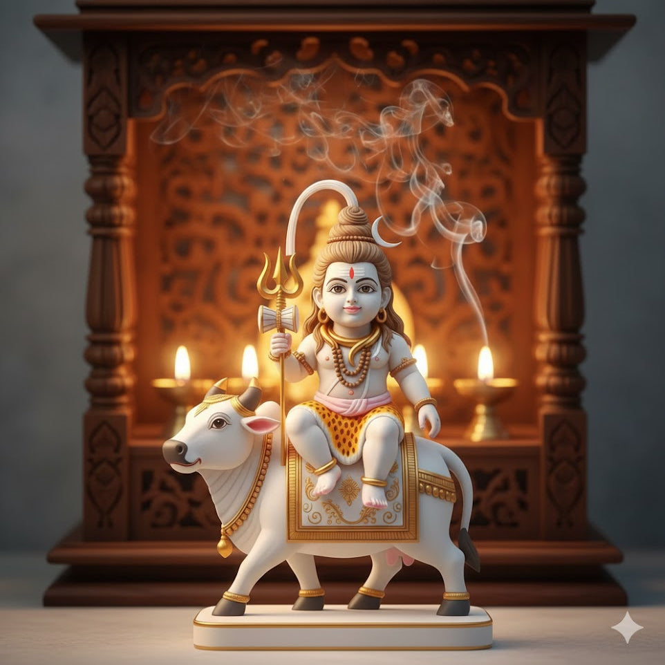 Bal Shiv With Nandi Idol