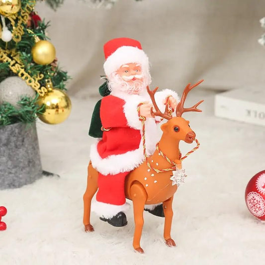 Santa Claus Riding Reindeer Toy | Musical Dancing Santa with Light & Music