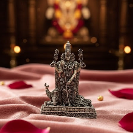 Silver Plated Lord Murgan Ji Idol Style 2 (3 Inch)