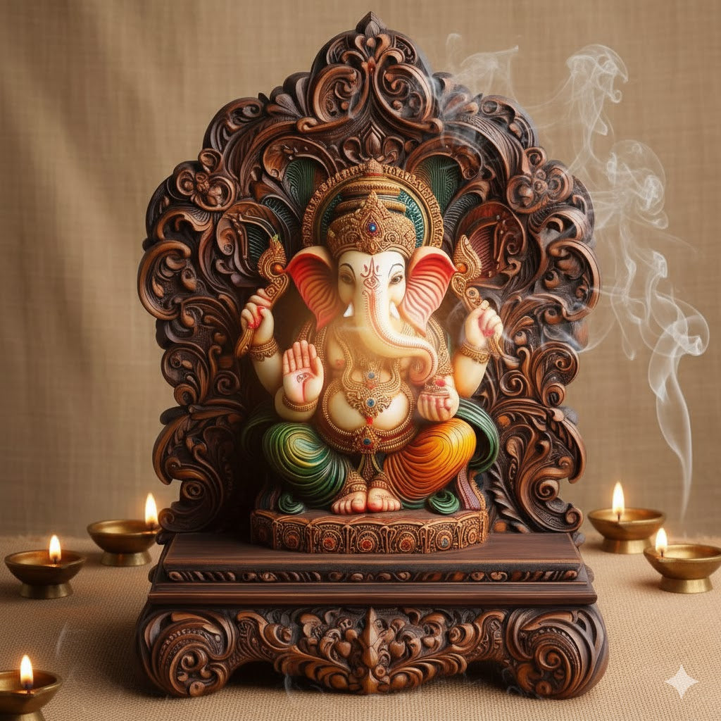 Lord Ganesha Idol Unique Design  (8 Inch)