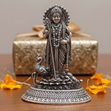 Silver Plated Lord Murgan Ji Idol Style 1 (3 Inch)