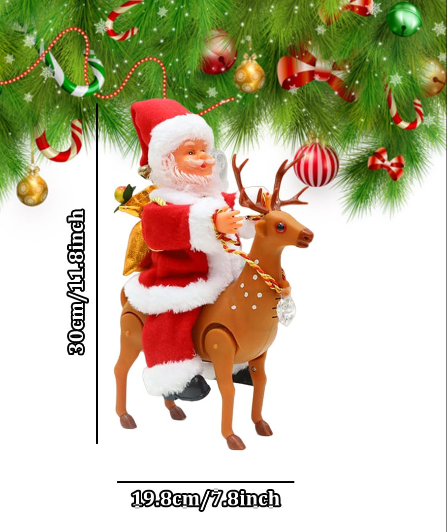 Santa Claus Riding Reindeer Toy | Musical Dancing Santa with Light & Music
