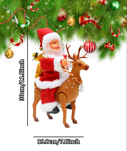 Santa Claus Riding Reindeer Toy | Musical Dancing Santa with Light & Music