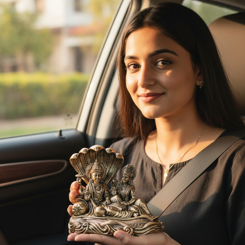 Brass Lord Vishnu Lakshmi Idol