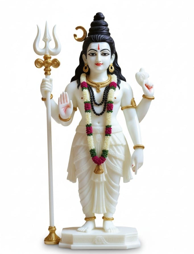 White Marble Standing Lord Shiv Idol