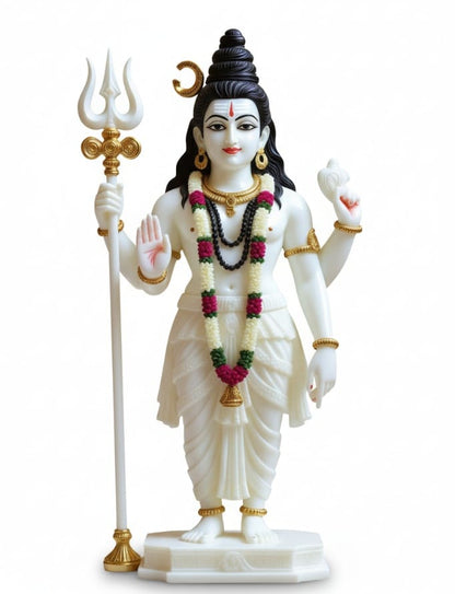 White Marble Standing Lord Shiv Idol