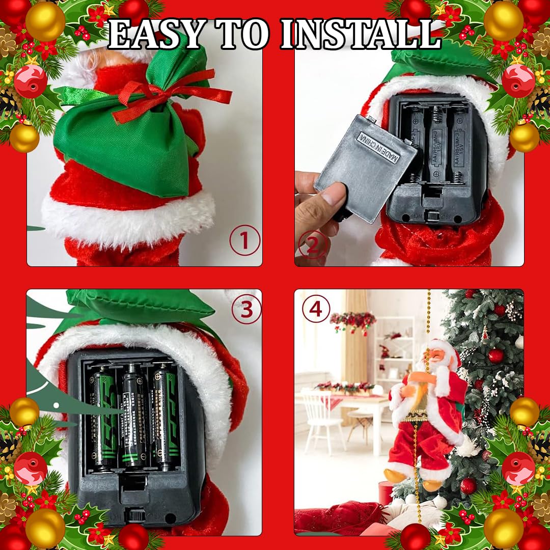 Climbing Santa Claus with Music &amp; LED Lights