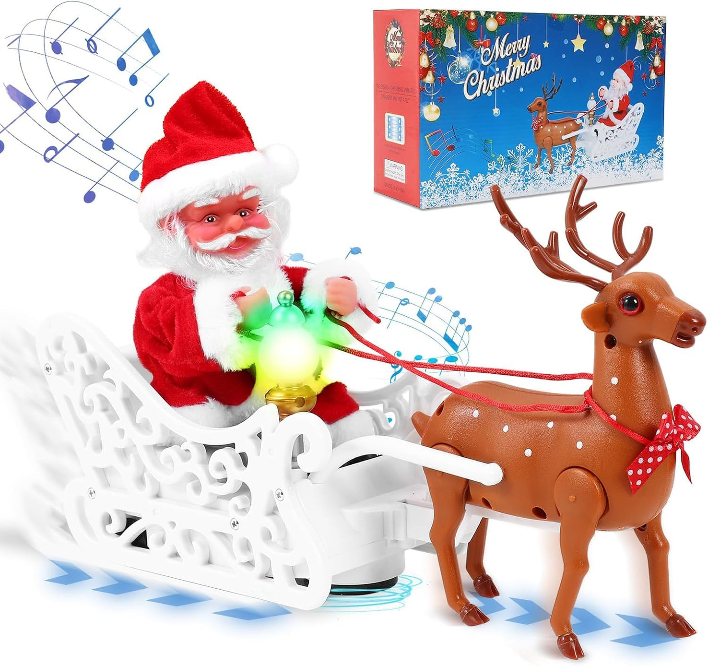 Santa And Reindeer Sleigh Toys,Singing And Dancing With Jingle Bell Rock