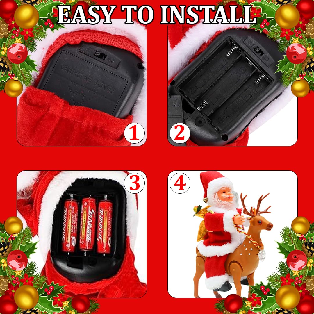 Santa Claus Riding Reindeer Toy | Musical Dancing Santa with Light & Music