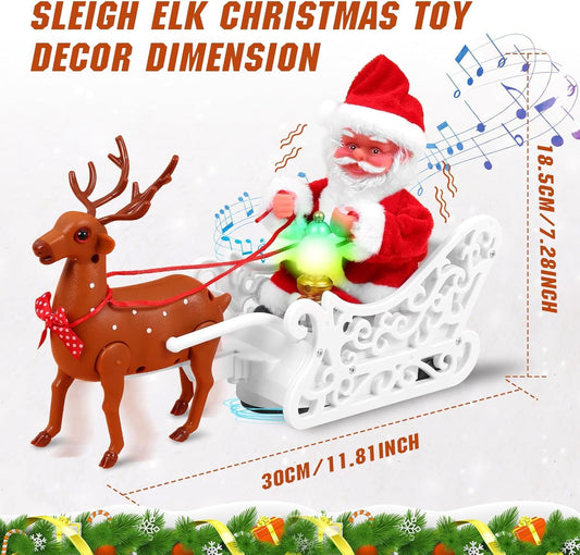 Santa And Reindeer Sleigh Toys,Singing And Dancing With Jingle Bell Rock