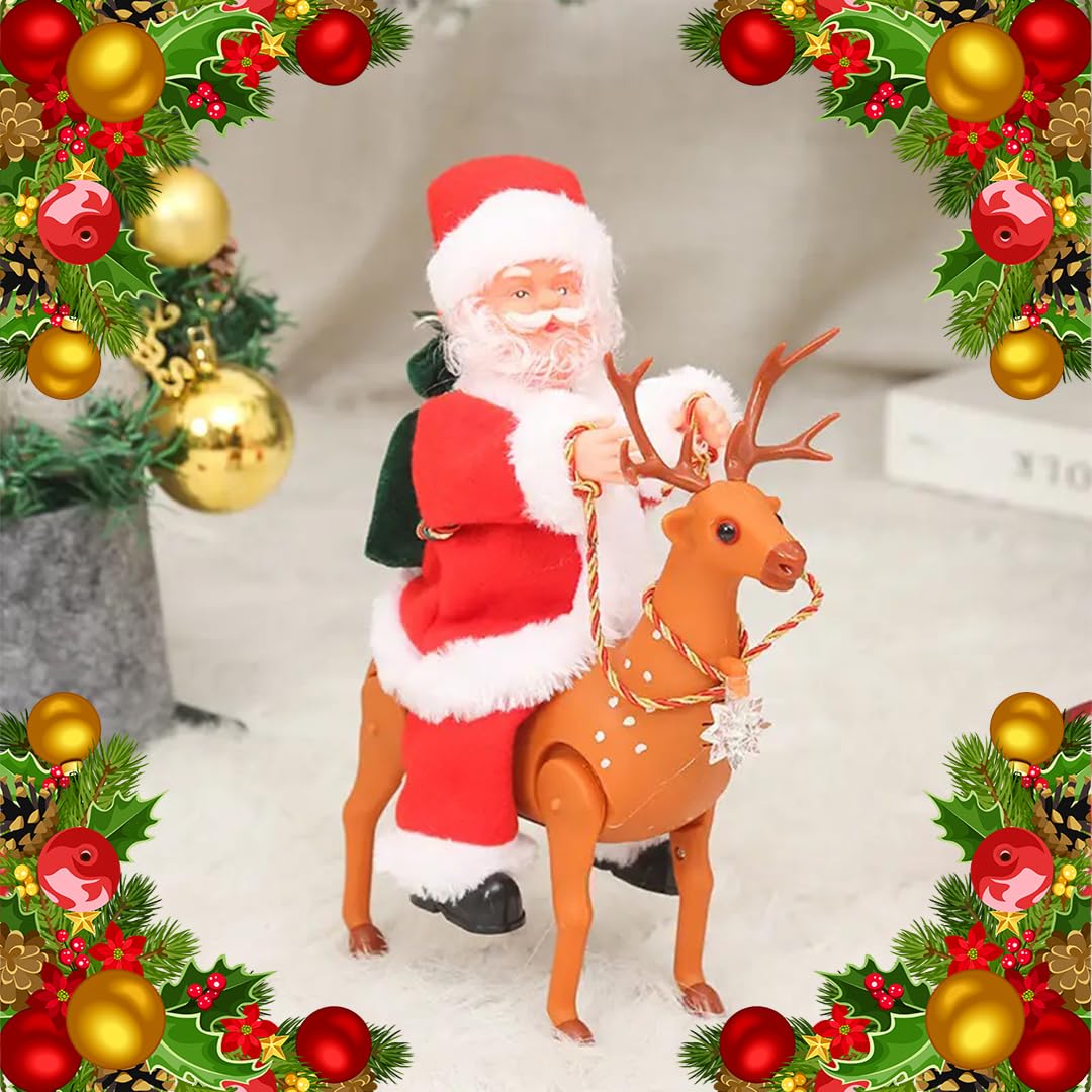 Santa Claus Riding Reindeer Toy | Musical Dancing Santa with Light & Music