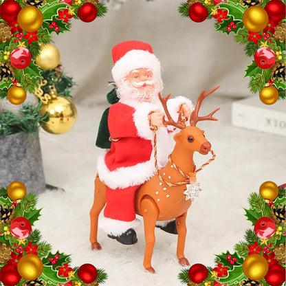 Santa Claus Riding Reindeer Toy | Musical Dancing Santa with Light & Music