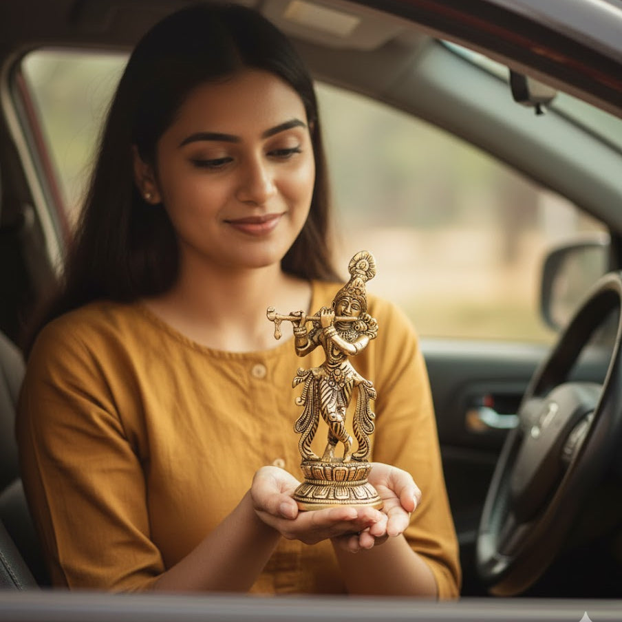 Brass Dancing Krishna Idol