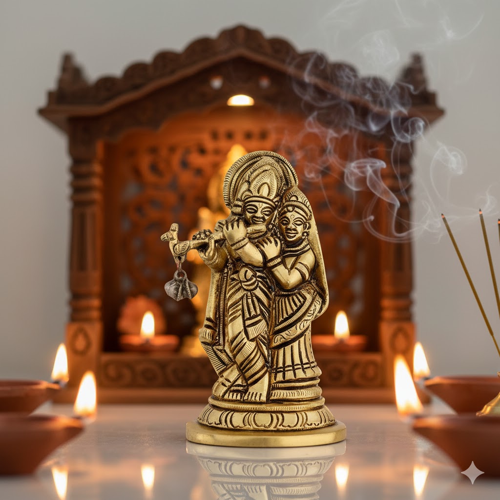 Brass Lord Radha Krishna Idol