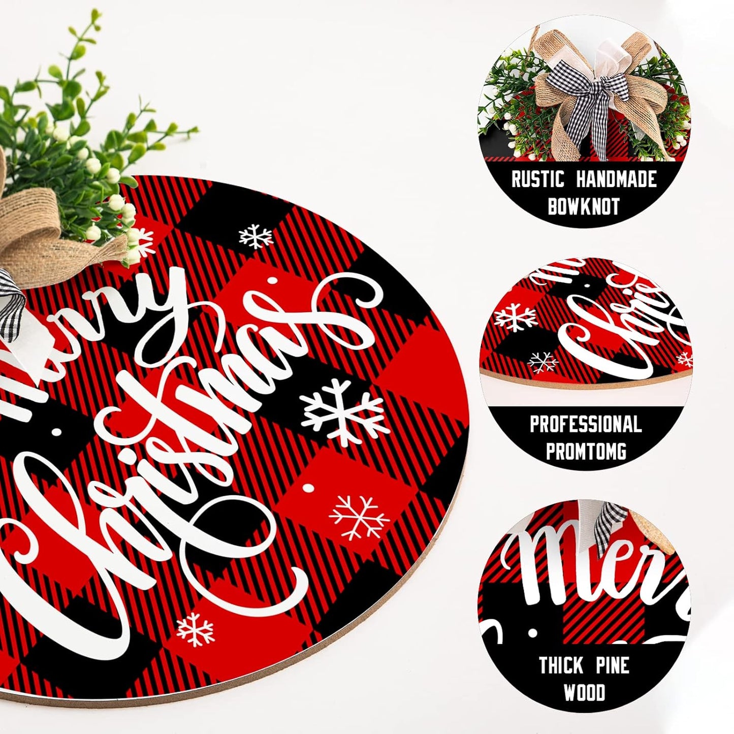 Buffalo Plaid Christmas Welcome Sign - Hanging