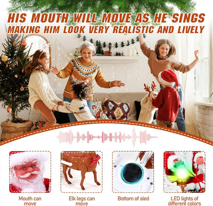 Santa And Reindeer Sleigh Toys,Singing And Dancing With Jingle Bell Rock