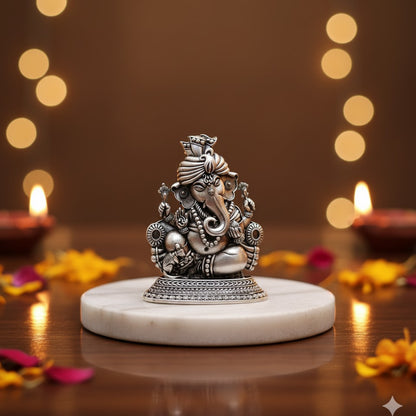 Silver Plated Lord Ganesha Idol (3 Inch)
