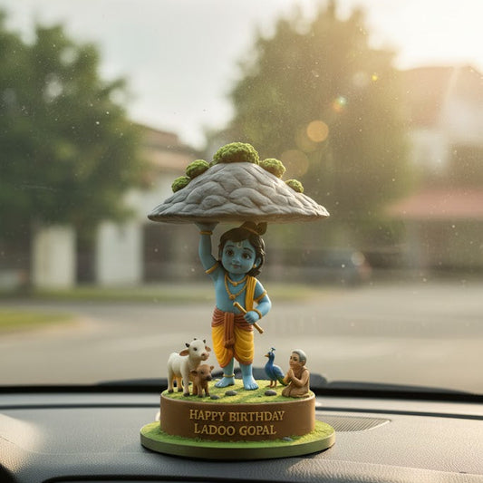 God Krishna Govardhan Parvat Idol (8 Inch)