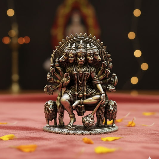 Silver Plated Lord Panchmukhi Hanuman Idol (3 Inch)