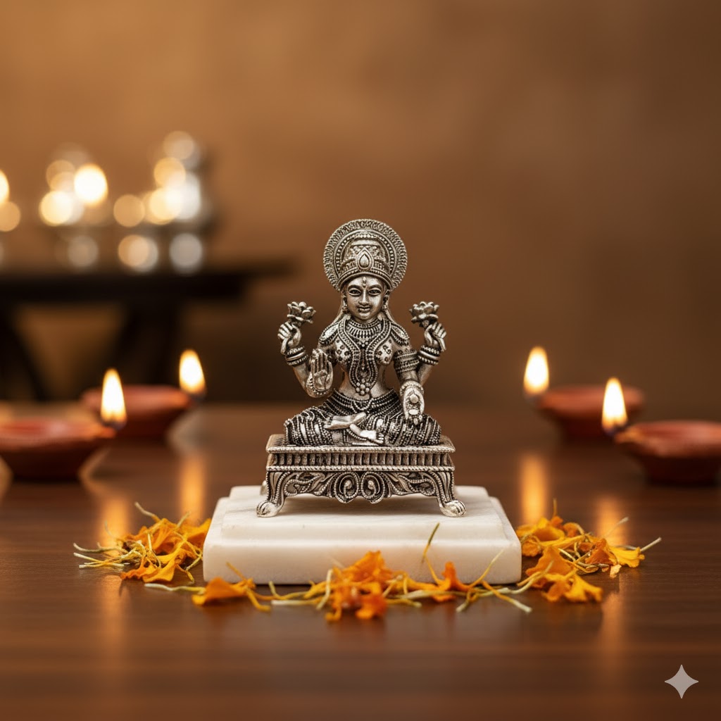 Silver Plated Laxmi Mata Idol (3 Inch)