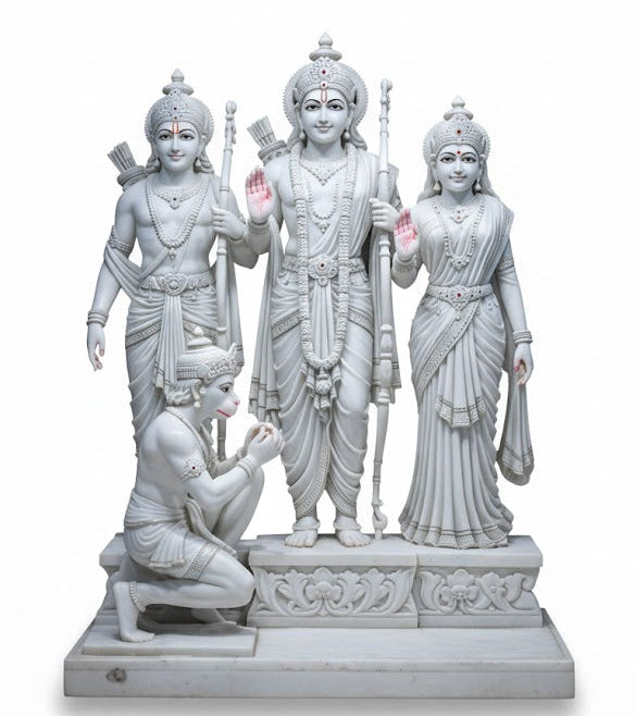 White Marble Lord Ram Darbar Idol