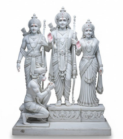 White Marble Lord Ram Darbar Idol