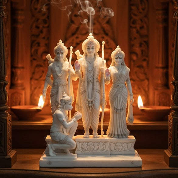 White Marble Lord Ram Darbar Idol