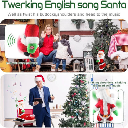 Twerking Santa Claus,Booty Shaking Santa Dancing Santa Claus with Music Singing Animated Christmas Santa Toys for Kids- English Song