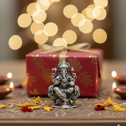 Silver Plated Lord Ganpati Idol (3 Inch)