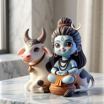 Bal Shiv With Nandi Idol
