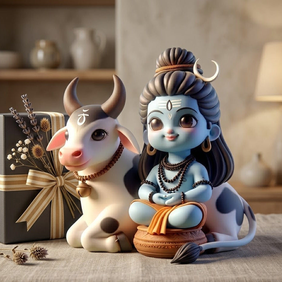 Bal Shiv With Nandi Idol
