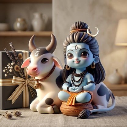 Bal Shiv With Nandi Idol