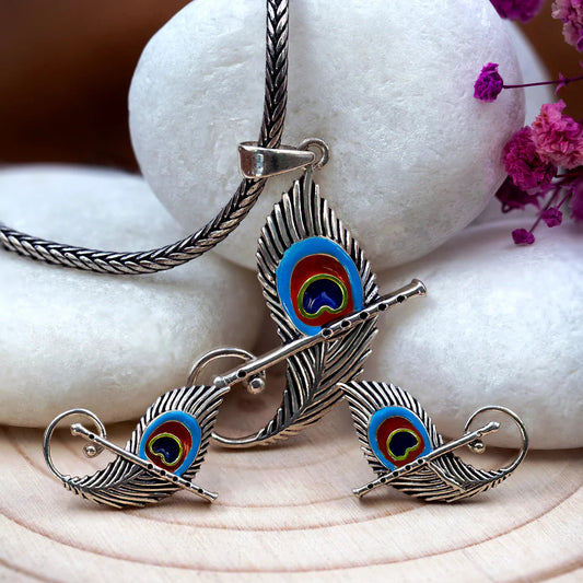 Peacock feather Earring Set