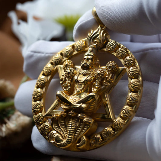 Gold plated Chakra Narasimha Pendant