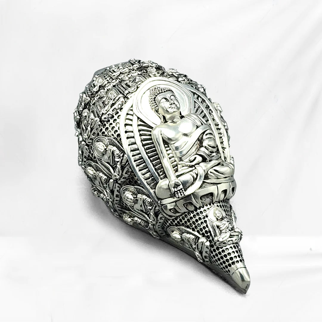 Silver Plated Buddha Shankh Idol