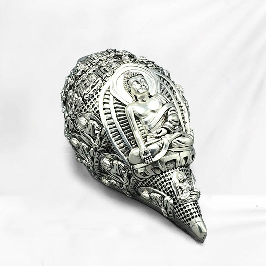 Silver Plated Buddha Shankh Idol