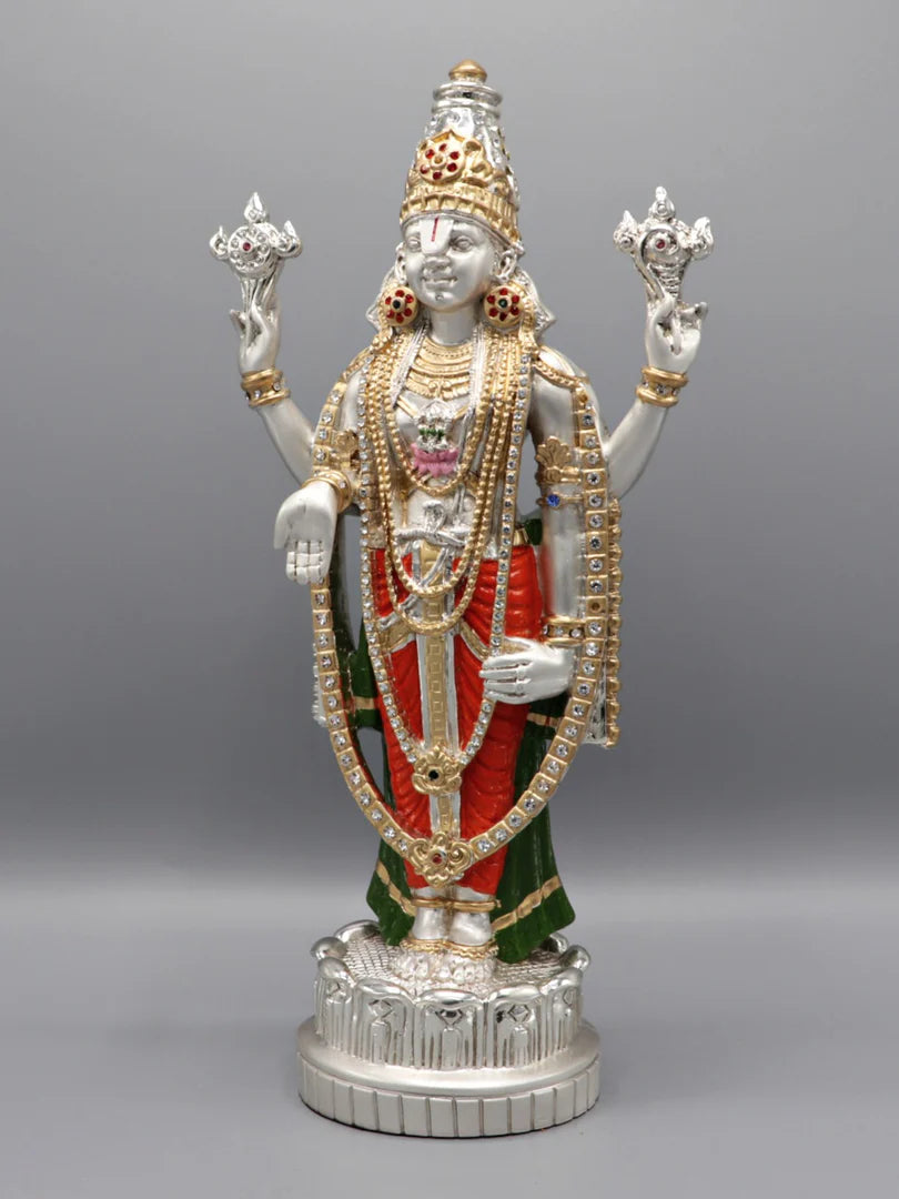 Silver Plated Coloured Balaji Idol