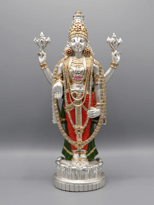 Silver Plated Coloured Balaji Idol